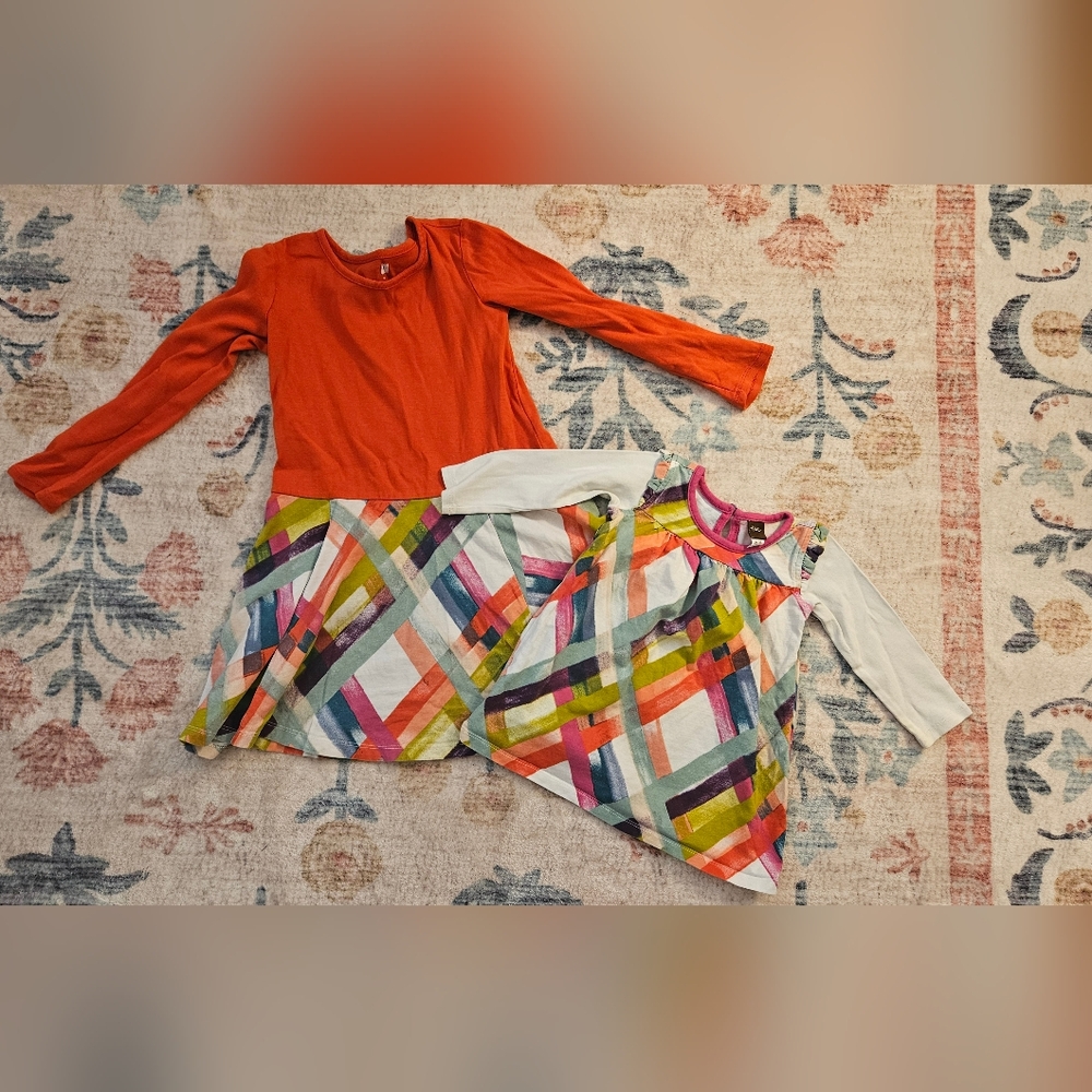 Big Sister Tea Collection Orange and Multicolor Kids Dresses
